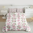 thumbnail image 2 of Homewish Romantic Ribbon Bow Queen Comforter Set for Kids, Spring Pink Rose Floral Bedding Sets, Kawaii Cartoon Reversible Bedding Comforter Set, Ultra Soft Bedroom Decor, 3pcs, 2 of 8