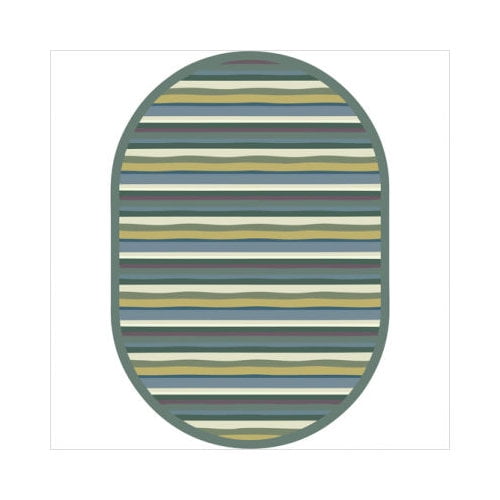 Joy Carpets 1539CC-02 Yipes Stripes Soft 5 ft.4 in. x 7 ft.8 in. Oval WearOn Nylon Machine Tufted- Cut Pile Just for Kids Rug
