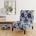 thumbnail image 2 of Designart "Blooming Blue And White Florals V" Blue Floral Upholstered Accent Chair - Cottage Arm Chair For Bedroom, 2 of 5