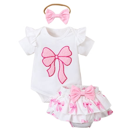 Yindaity Baby Onesies Baby Girls Ruffle Sleeves Bodysuit Solid Color Top Jumpsuit White 12-18 Months