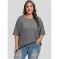 thumbnail image 6 of Oversized T Shirts for Women Short Sleeve Loose Fit Crewneck Summer Tops Casual Basic Rolled Sleeves Tee Shirt, 6 of 6