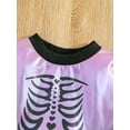 thumbnail image 4 of Franhais Toddler Girls Halloween Patchwork Dress Long Sleeve Skeleton Print Irregular Tulle Hem Dress, 4 of 9
