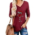 thumbnail image 1 of Pntutb Moda Mujer Cuello en V Camiseta de manga larga Otoño Navidad Impresión Blusa suelta tops Pntutb Pntutb-5138, 1 of 5