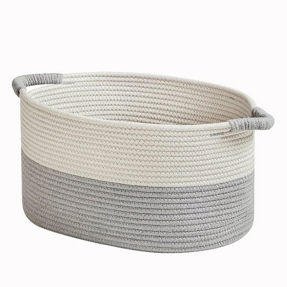 Cotton Rope Storage Basket Cotton Rope Woven Decorative Organizer Baskets for Home Nursery Clothes Washing Gray Medium