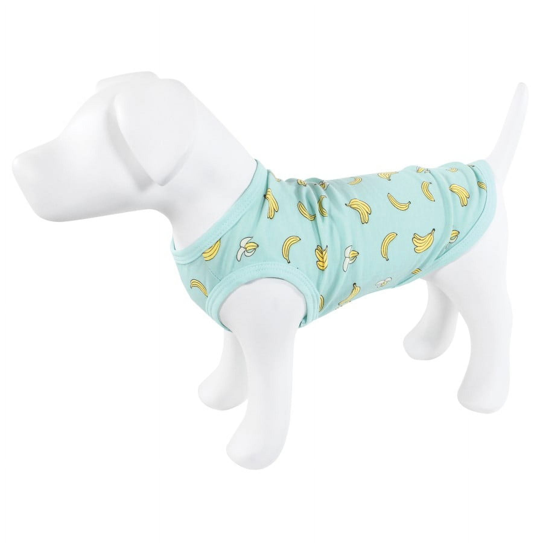 Luvable Friends Dog Pet Dog and Cats Cotton T-Shirts 2pk, Pizza Bananas, Large