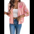 thumbnail image 1 of Suéteres Tipo Cárdigan Cortos para Mujer, Estilo Bohemio, con Bordado Floral de Crochet, de Gran Tamaño, con Frente Abierto, Prendas de Vestir Exteriores. Rosa XL, 1 of 9