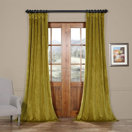 Velvet Drapery - Pea Green 96 x 50 In. Plush Velvet Curtain Single Panel