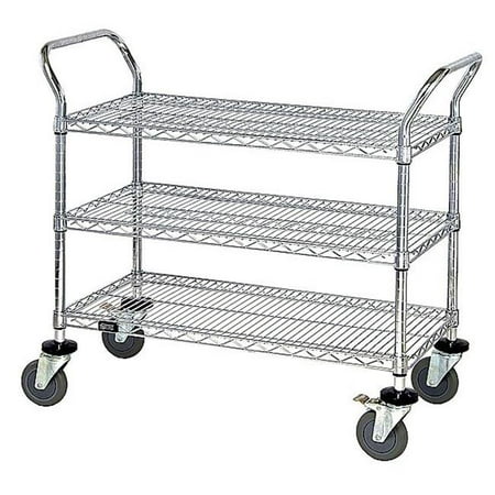 

Stainless Steel Wire Shelving Cart With 3 Shelves - 18 x 42 x 37.5 in.