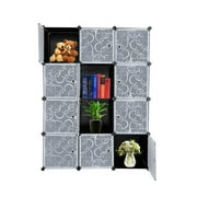 FCH Wardrobe Cabinet DIY 12 Cube Portable Closet System, Black