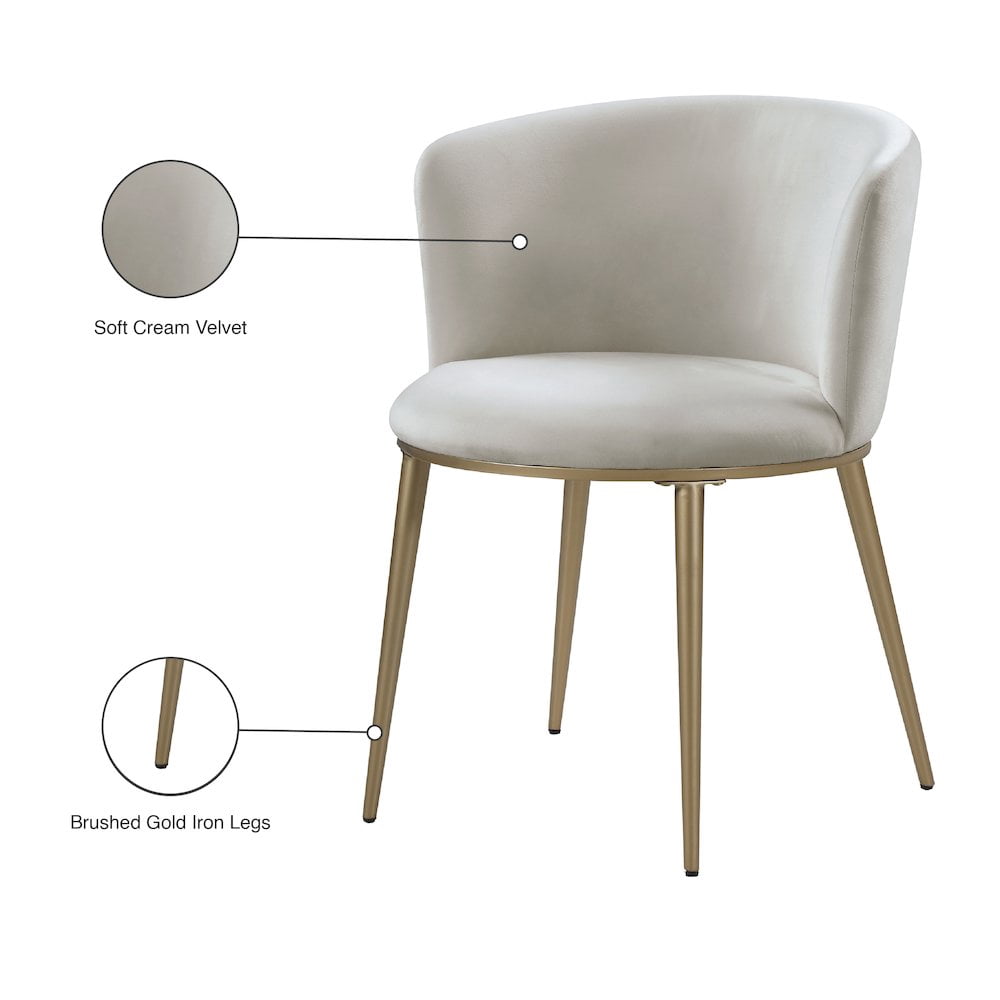 Meridian Furniture Skylar Cream Velvet Dining Chair (Set of 2)