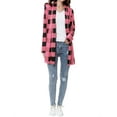 thumbnail image 7 of Women Colorblock Plaid Elbow Patch Long Sleeves Cardigan, 7 of 7