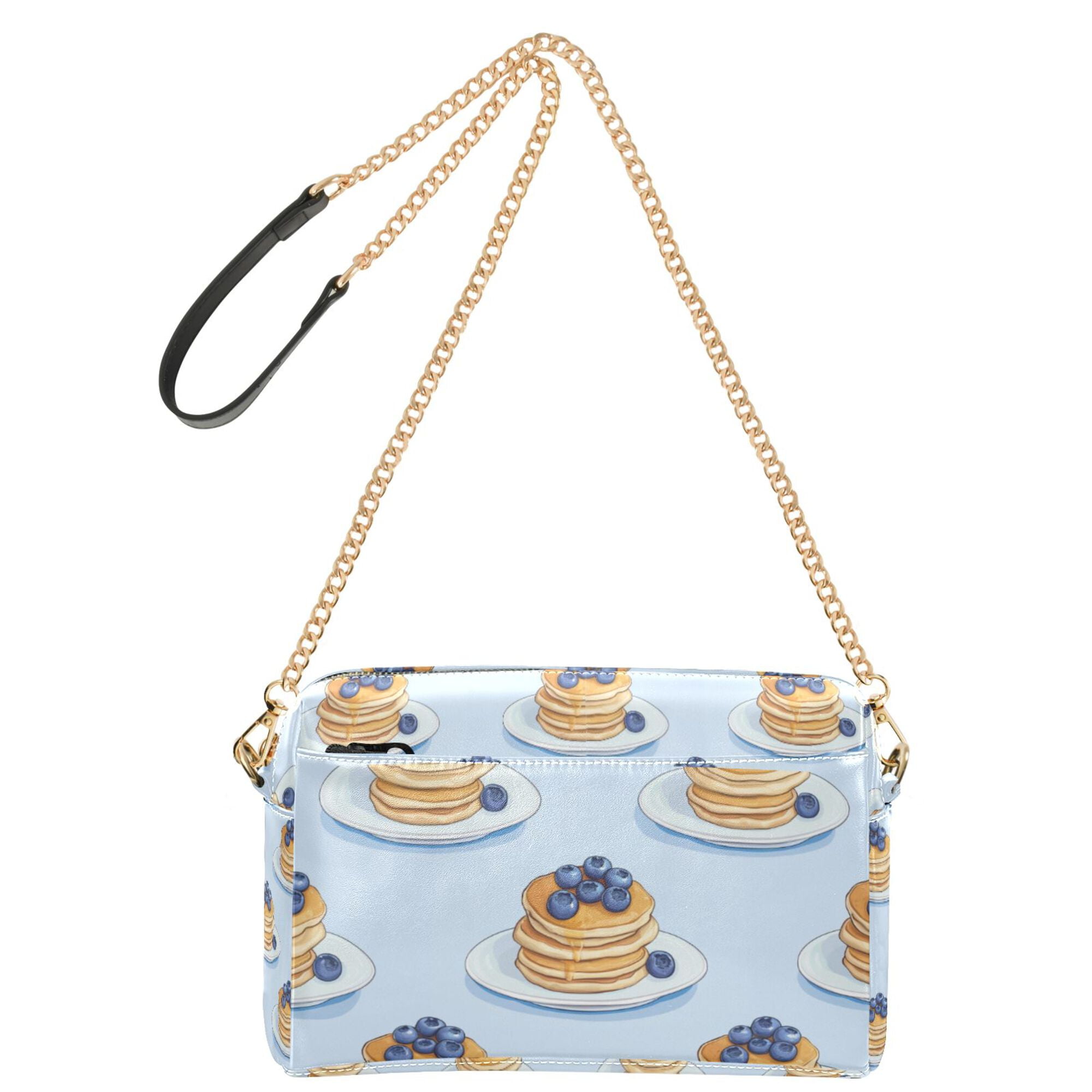 FORMRS Women Crossbody Purse with Chain Strap Vegan Leather Shoulder Handbag, Blueberry Pancake Pattern