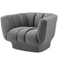 thumbnail image 3 of Tufted Armchair Accent Chair, Set of 2, Velvet, Grey Gray, Modern Contemporary Urban Design, Living Lounge Room Hotel Lobby Hospitality, 3 of 4