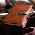 thumbnail image 2 of Vintage Pu Imitation Leather Notebook With Lock B6 Leather Diary Notebook Travel Diary Lock GuanGuan, 2 of 2