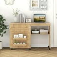 thumbnail image 4 of Gymax Folding Sewing Table w/ Compact Design Storage Shelf 2 Trays & 18 Pegs Natural, 4 of 10