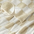 thumbnail image 4 of Whale Flotilla Checkered Knit Throw Blanket for Couch, Sofa, Bed, Soft Fluffy and Cozy, 50"x60", Camel, 4 of 8