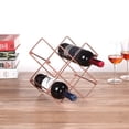 thumbnail image 3 of Soporte de metal independiente, moderno y compacto para almacenar vino tinto y blanco sobre encimeras. Botellero de oro rosa para 6 botellas, 3 of 5