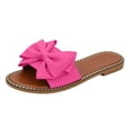 thumbnail image 3 of Domuza Women's Bow Knot Slides Open Toe Flat Sandals 2026 Summer Slip On Slippers Hot Pink 7.5（EU-39）, 3 of 5