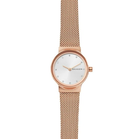 Skagen Freja 26mm 3 Hand Womens Watch with Rose Gold Tone & Steel Mesh Strap