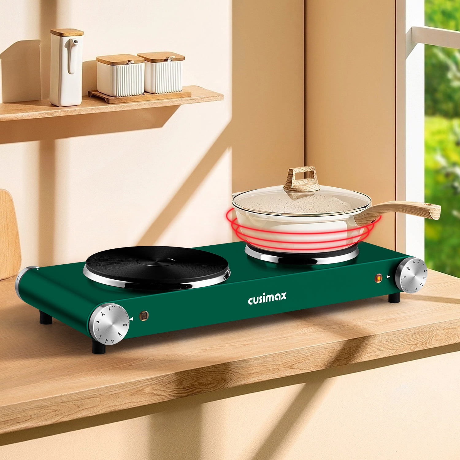 Cusimax 1800W Portable Electric Stove, Dual Burner, Stainless