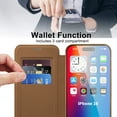 thumbnail image 3 of for iPhone 16 Plus Wallet Case with RFID Blocking Credit Card Holder,Compatible with MagSafe,PU Leather Flip Kickstand Shockproof Cover Women Men for iPhone 16 Plus Phone case,Brown, 3 of 8