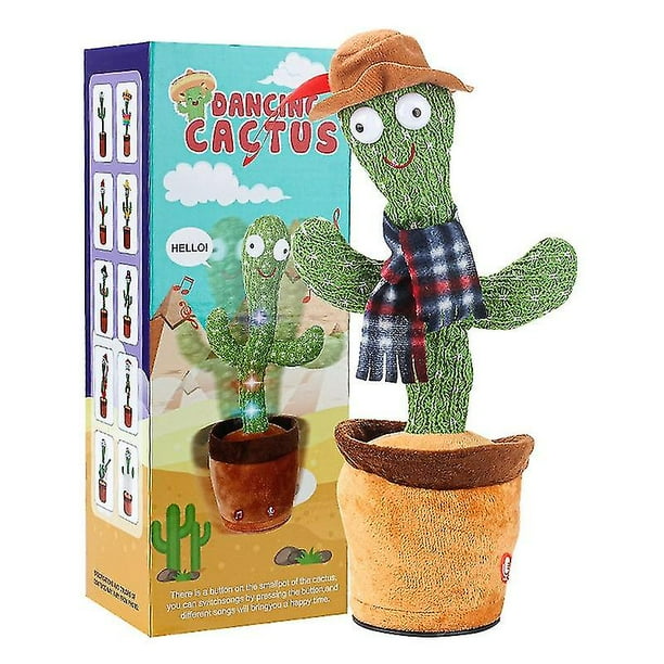 Cactus bailarín de juguete con carga USB, 120 canciones, iluminación y grabación