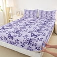 thumbnail image 4 of Erosebridal Adults Purple Damask Full Size Sheets,Gothic Vintage Floral Bed Sheets For Men Women 4pcs, 4 of 6