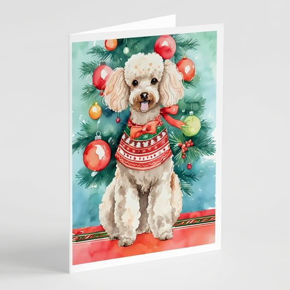 Poodle Christmas Greeting Cards Pack of 8 7 in x 5 in