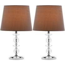 SAFAVIEH Derry 15 in. Crystal Table Lamp with Light Grey Polyester Shade, Set of 2