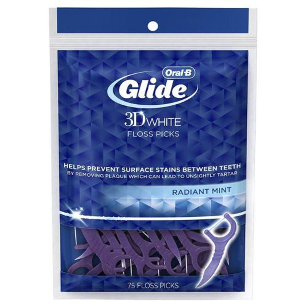 OralB Glide 3D White Floss Picks, Radiant Mint 75 Ea