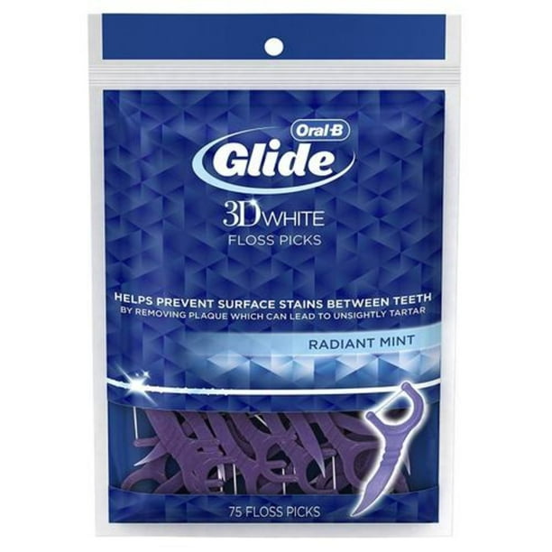 OralB Glide 3D White Floss Picks, Radiant Mint 75 Ea