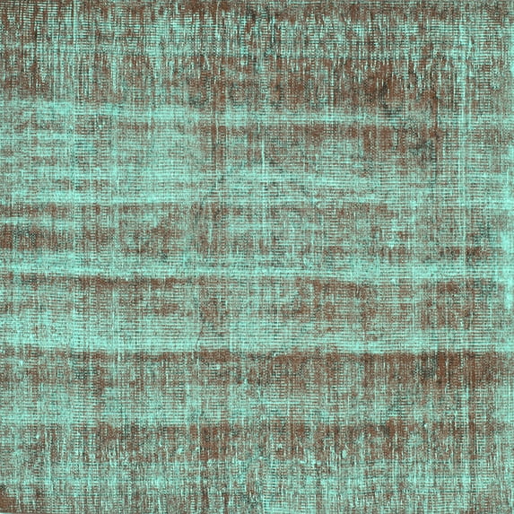 Ahgly Company Indoor Square Abstract Turquoise Blue Contemporary Area Rugs, 5' Square