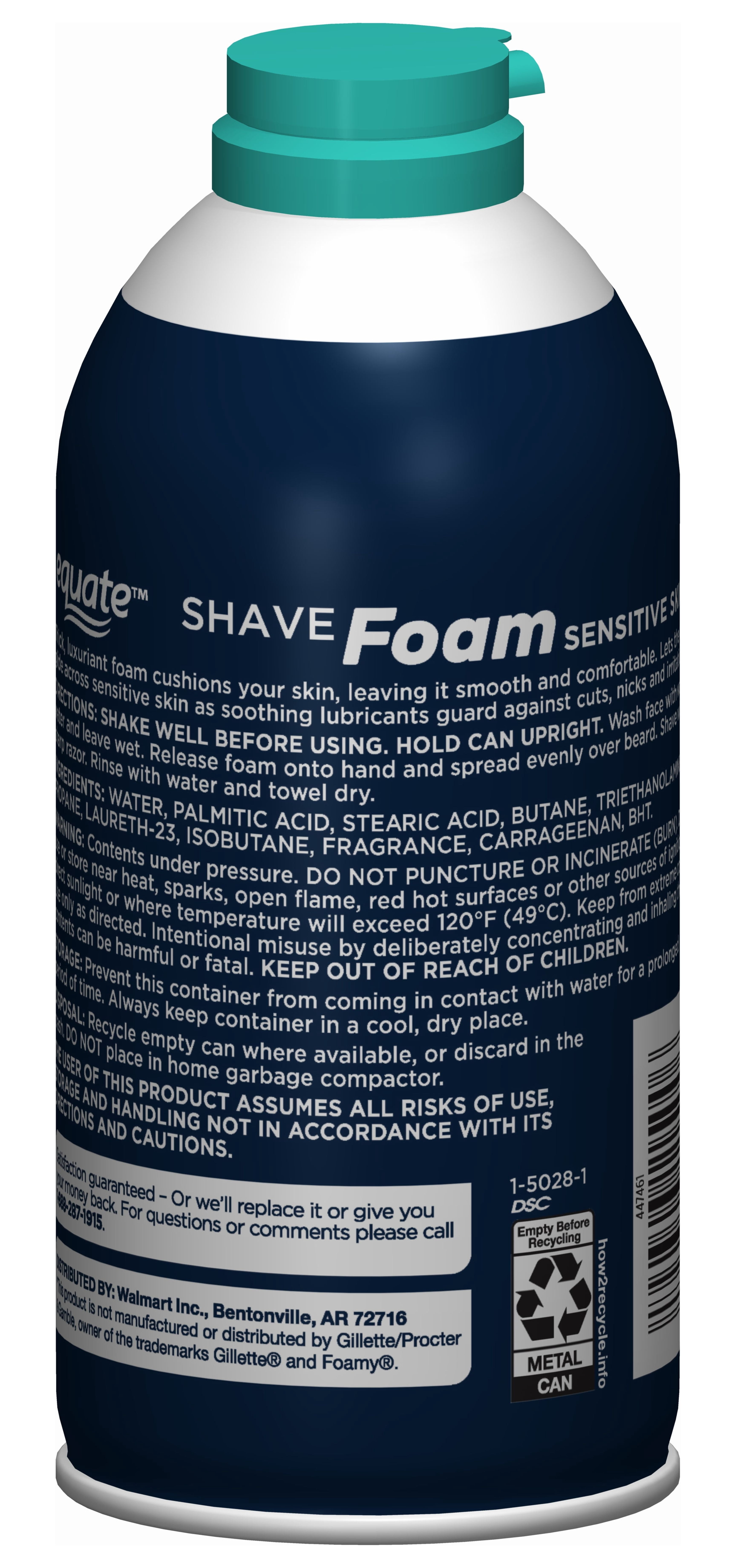 (6 pack) Equate Men's Sensitive Skin Shave Foam, 10 oz