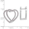 thumbnail image 2 of Primal Silver Sterling Silver Rhodium-plated Pink Cubic Zirconia Heart Hinged In and Out Earrings, 2 of 4