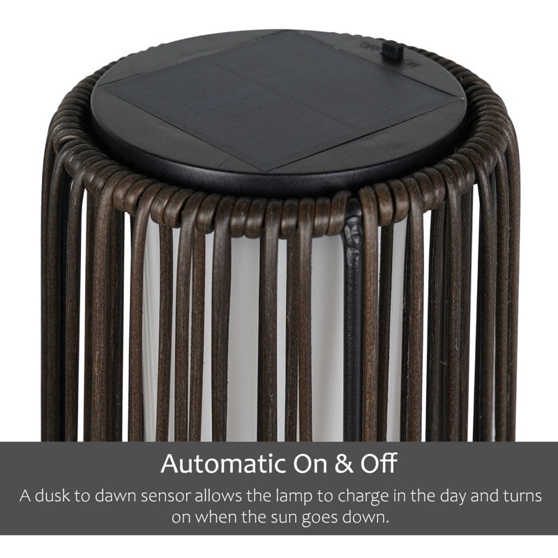 Solar Floor Lamp Outdoor, Waterproof Rattan Solar Lantern Lights for Patio, Yard, Porch, Pathway Decorations, Auto Shut-off, Dark Brown