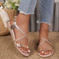 thumbnail image 2 of Rokment Metallic Woven Leather Wedge Flip Flops Stylish Casual Leather Comfortable Low Heel Dressy Sandals with Adjustable Back Strap Rose Gold Size 6, 2 of 7