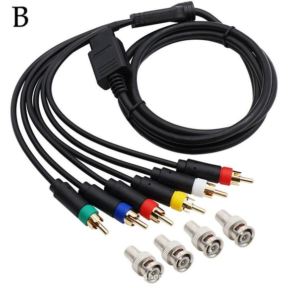 Wbxfbo Black With Q9 Head For Ngc/N64/Snes Rgbs Color Monitoring Cable Red, Green, Blue RgbSync Video Audio Cable With Q9 Head