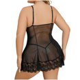 thumbnail image 4 of Puntoco Plus Size Ladies Lingerie Plus Size Lace Flowers Hollow Nightgown Dress Mesh Thong Suit Black 12(XXL), 4 of 9