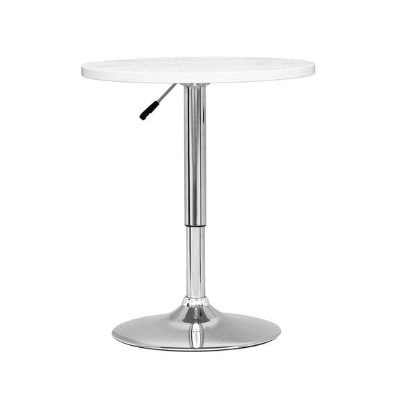 CorLiving Maya Round Adjustable Height Swivel Chrome Metal Base Pedestal Bar Table - Tabletop in White or Black
