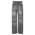 thumbnail image 5 of Women’s Retro Ripped Boyfriends Jeans High Waisted Distressed Baggy Straight Wide Leg Denim Pants Streetwear, 5 of 8