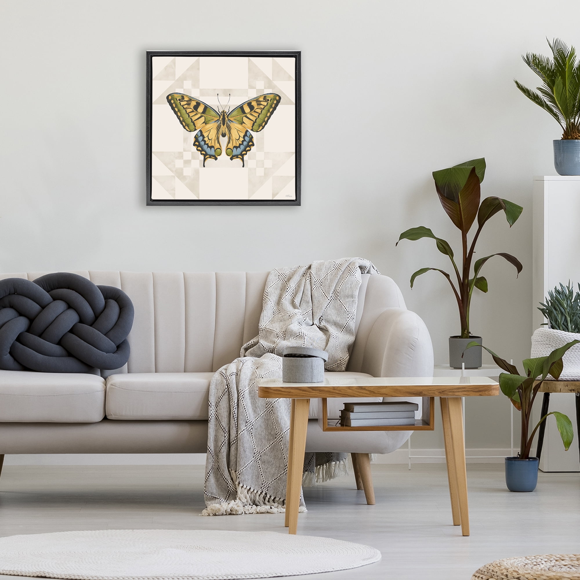 Stupell Industries Green Swallowtail Butterfly Black Framed Floater Canvas Wall Art, design by Cat Thurman Designs