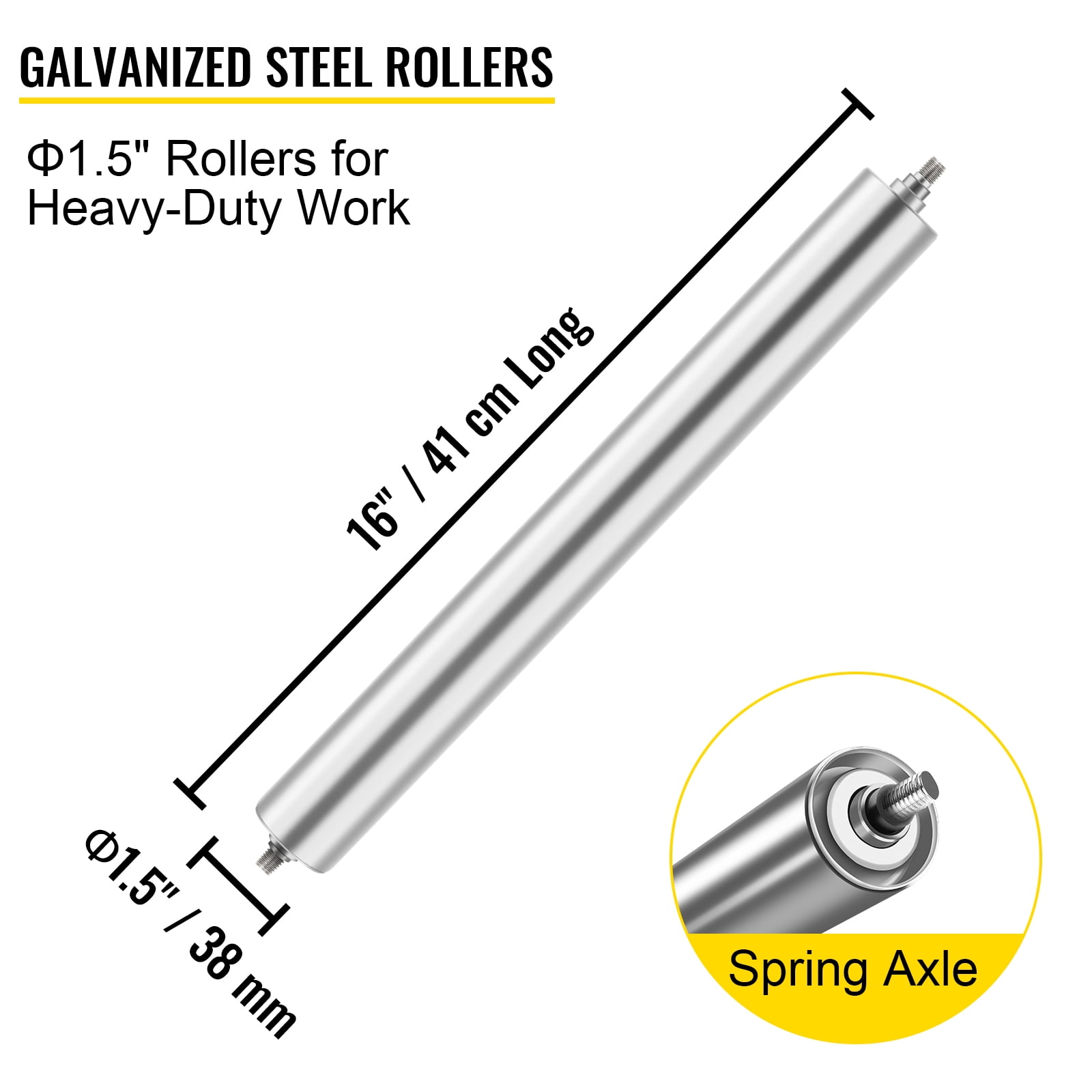 Details about   VEVOR Gravity Conveyor Roller w/ 1.5'' Galvanized Steel Roller 5' Long 26'' Wide 