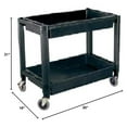 thumbnail image 2 of Utility Cart 2-Shelf Heavy Duty - 300lbs Capacity, 16x30 inch, 4” Swivel Casters - Plastic Rolling Cart with Handles for Garage, Kitchen, Office & More, 2 of 2