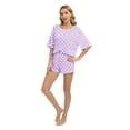 thumbnail image 6 of EFINNY Women's Pajamas Set Short Sleeve 2 Piece Soft Comfy Nightwear Set Retro Polka Dot Loungewear Sets,S-XXL, 6 of 6