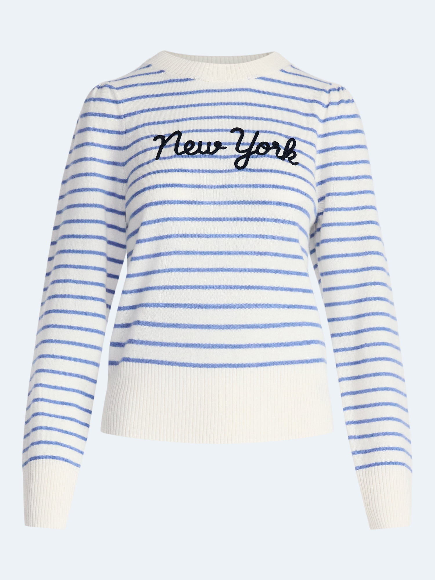 Free Assembly Women's and Women's Plus Embroidered Cashmere Sweater, Midweight, Sizes XS-3X