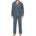 thumbnail image 1 of Conjuntos de pijama Prolriy para mujer, pijamas casuales de 2 piezas para hombre, blusa de manga larga con botones, satén de seda, ropa de dormir de dos piezas, traje, pantalón, pijama, conjuntos de, 1 of 5