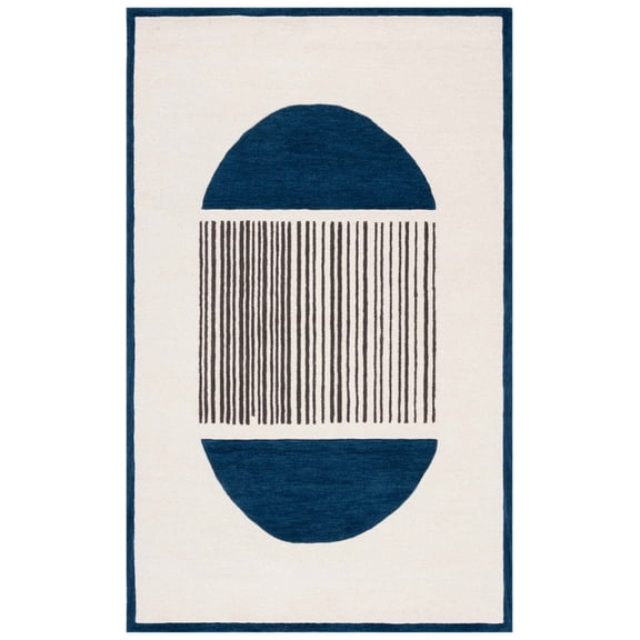 SAFAVIEH Rodeo Drive Gertrude Abstract Area Rug, Ivory/Navy, 4' x 6'