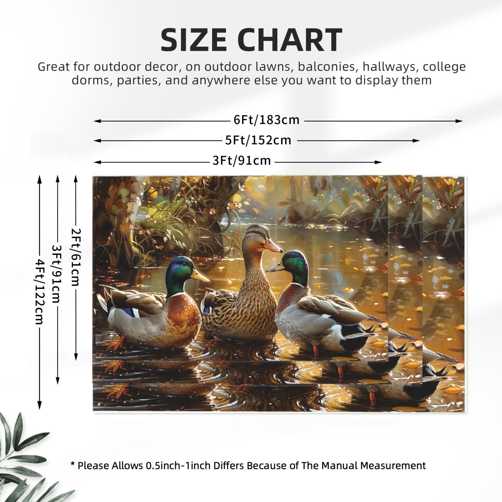 Mallards Duck Cute Hunting Art Four Hole Decorated Banner Flag for Garden Yard Home Decoration Indoor Outdoor 4x6 Ft