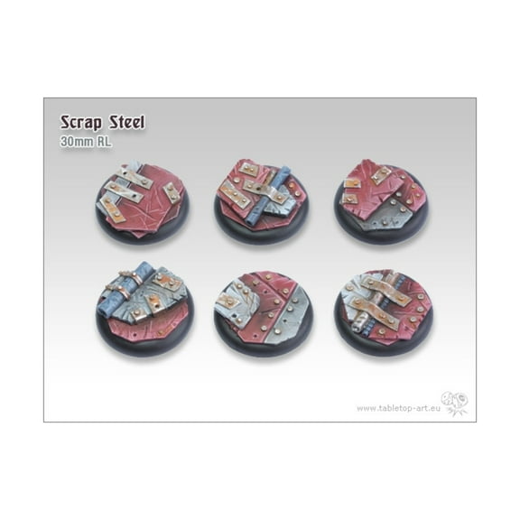 Tabletop Art 30mm Round Base w/Lip - Scrap Steel New