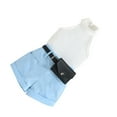 thumbnail image 2 of Kids Clothes Solid Color Sleeveless Tops Shorts with Waist Bag Ribbed Vest Summer Clothing Outfit Toddler Children Set Blue 120cm, 2 of 10
